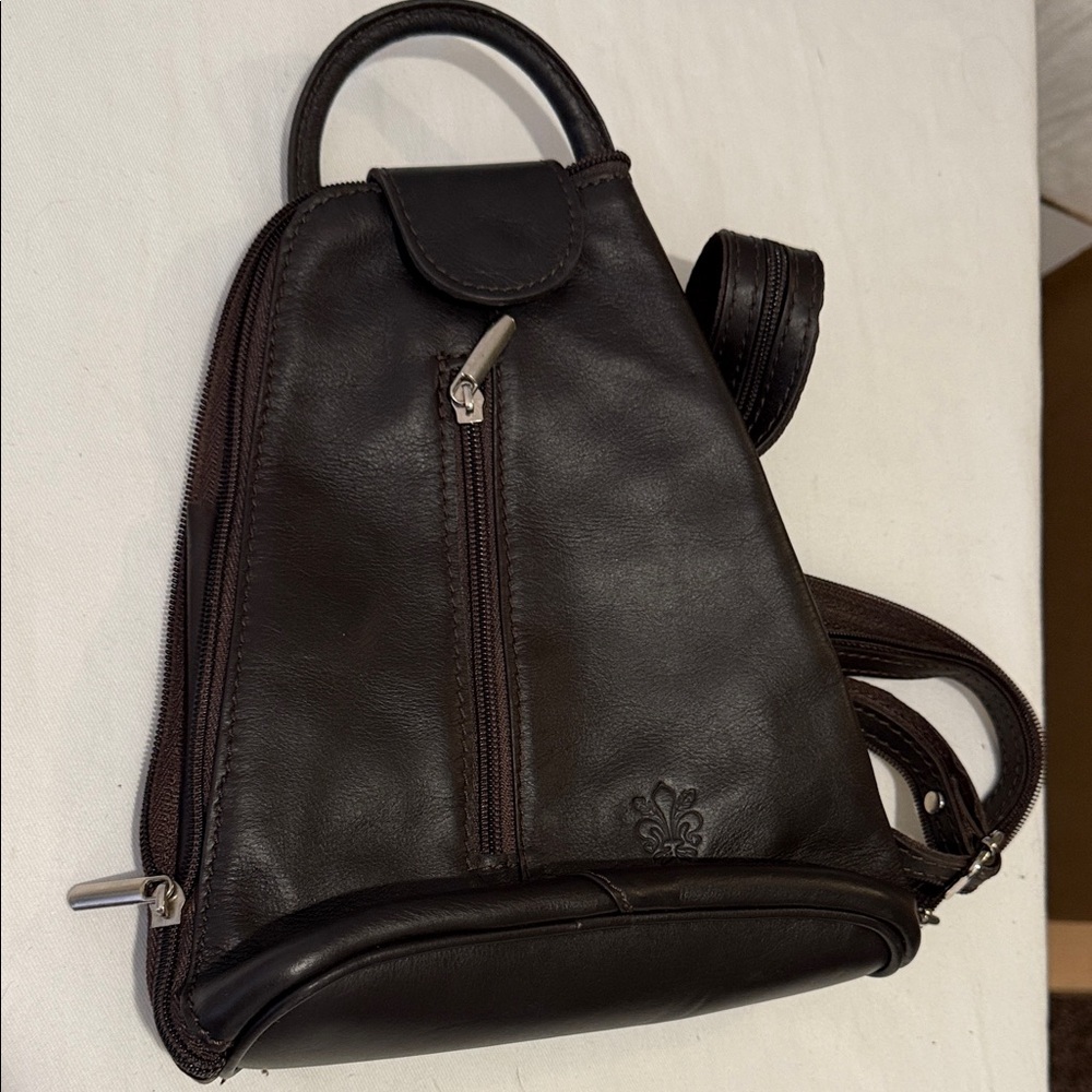 Vera Pelle Brown Leather backpack bag
